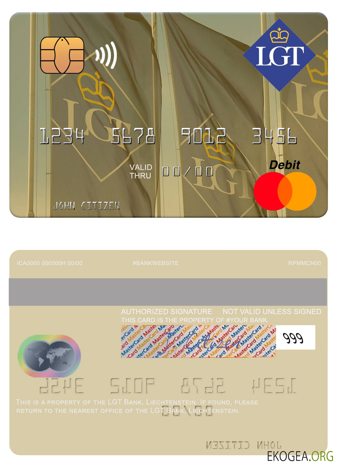 Liechtenstein LGT Bank mastercard 1 template